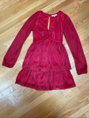 Francesca’s Girls' Red Tiered Long-Sleeve Party Dress